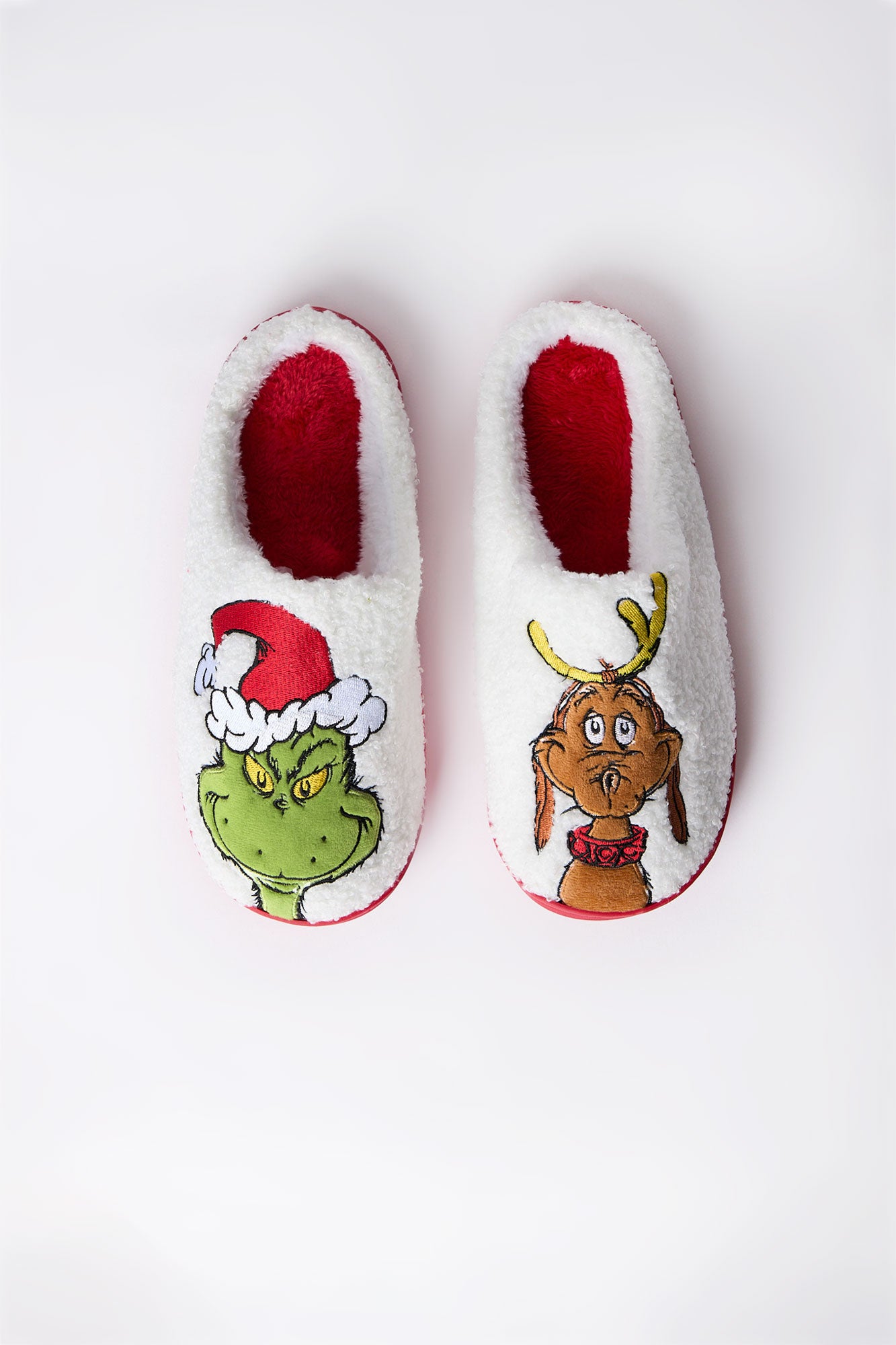 The Grinch & Max Plush Slippers - White /