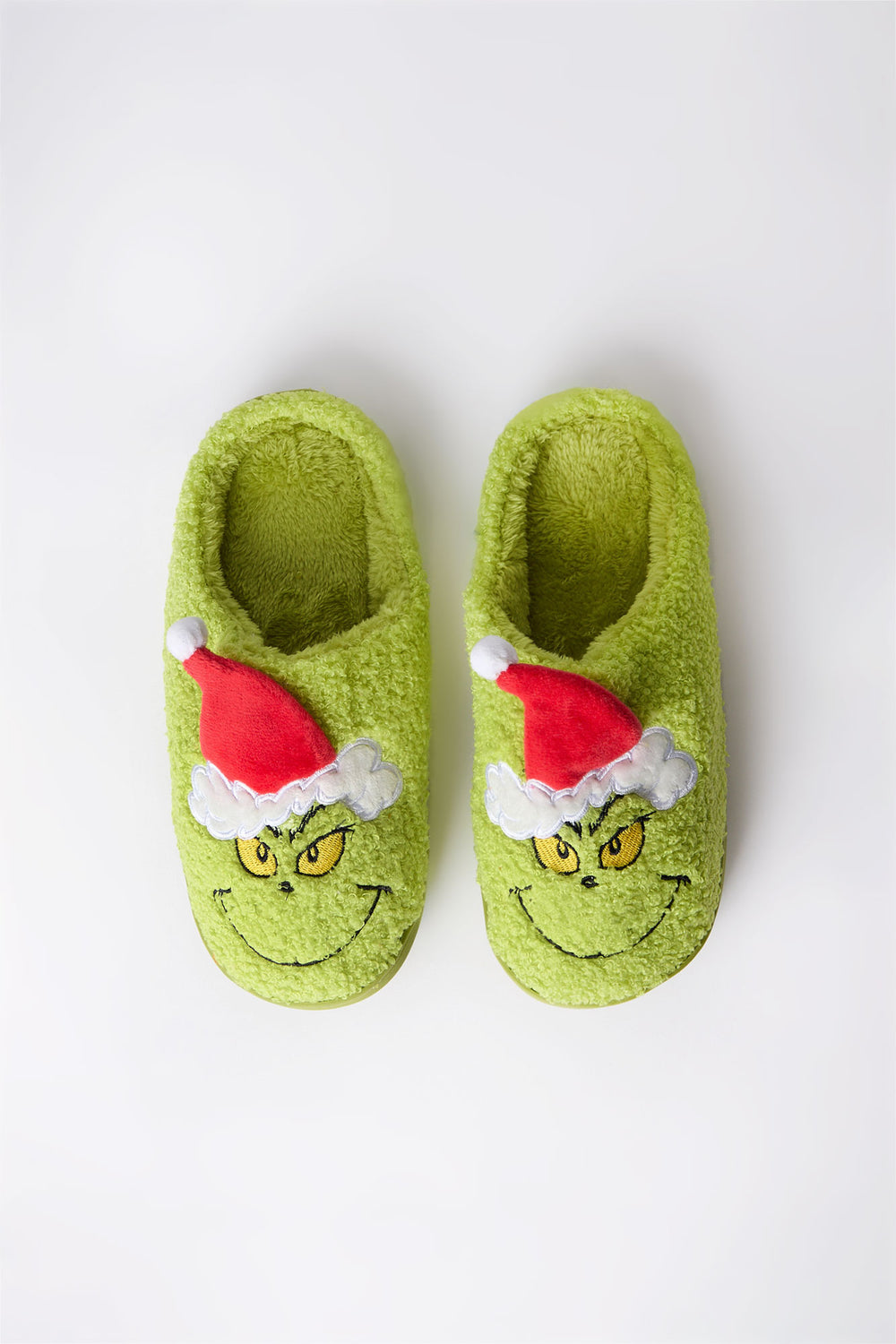 Pantoufles peluche Le Grinch avec chapeau du Père Noël Pantoufles peluche Le Grinch avec chapeau du Père Noël