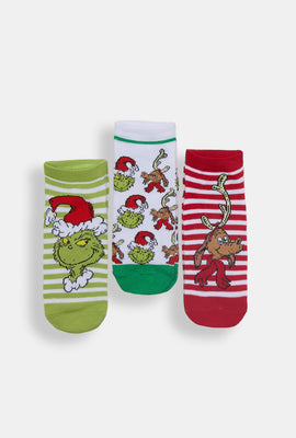 Lot de 3 chaussettes chevilles imprimées The Grinch