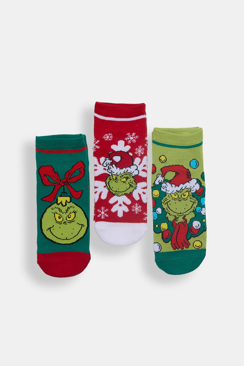 Lot de 3 chaussettes chevilles Noël The Grinch Lot de 3 chaussettes chevilles Noël The Grinch