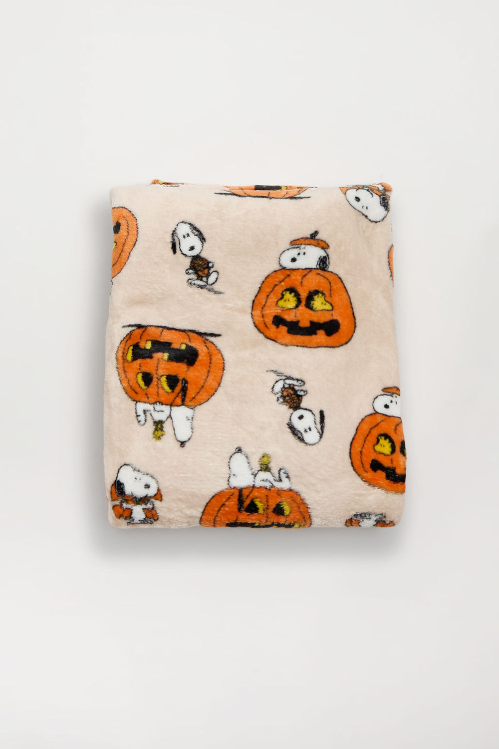 Couverture peluche imprimé citrouille Snoopy Couverture peluche imprimé citrouille Snoopy