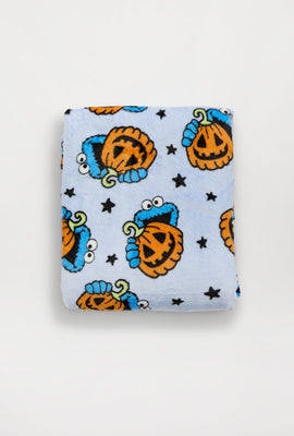 Couverture peluche imprimé citrouille Cookie Monster