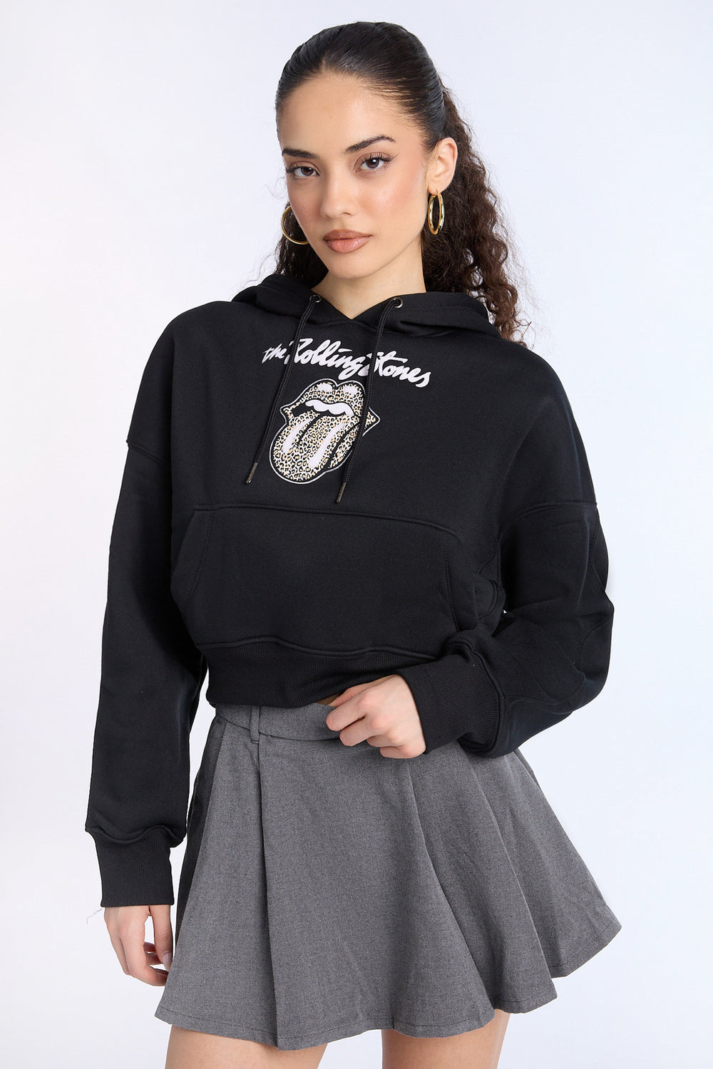 The Rolling Stones Graphic Cropped Hoodie The Rolling Stones Graphic Cropped Hoodie