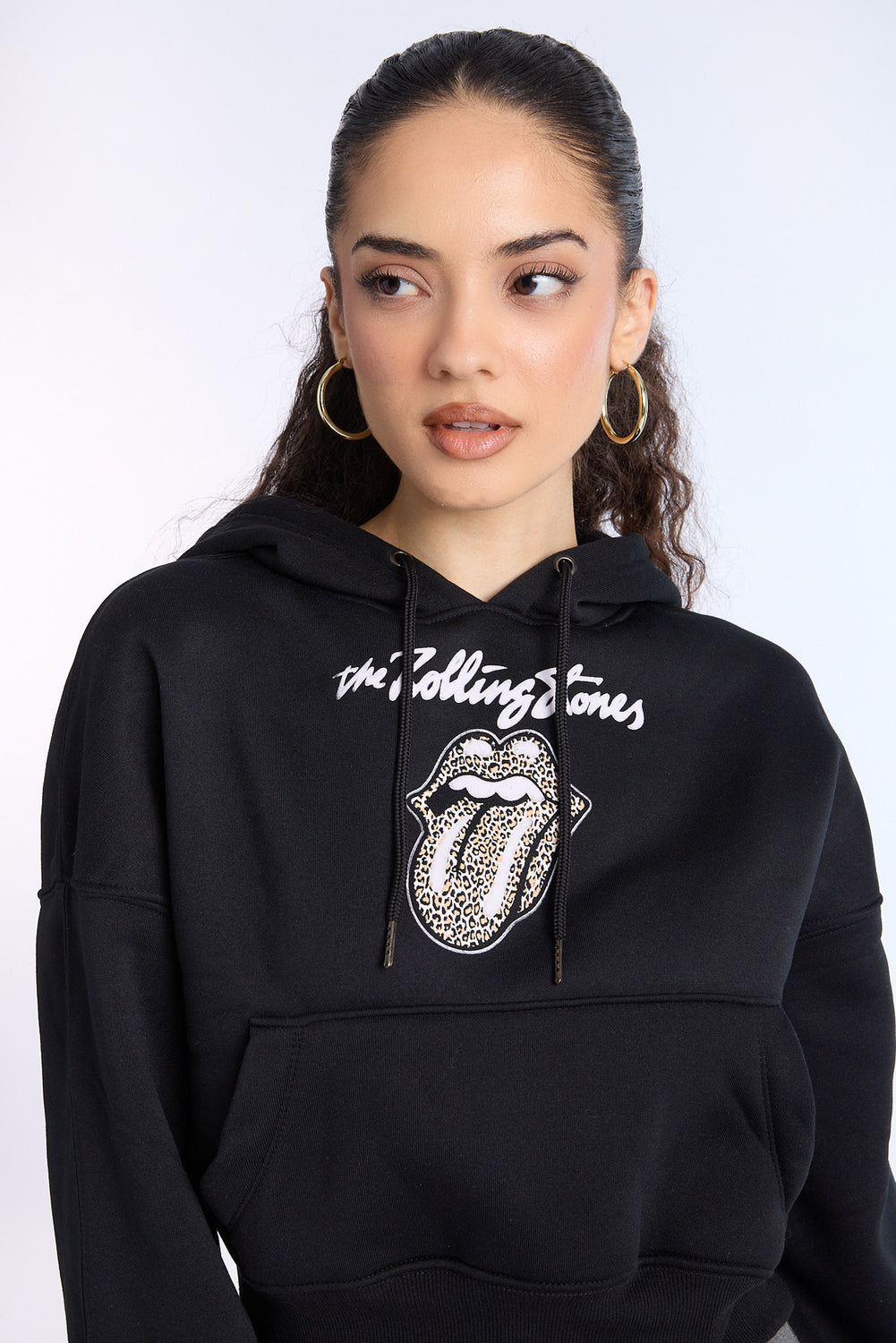 The Rolling Stones Graphic Cropped Hoodie The Rolling Stones Graphic Cropped Hoodie