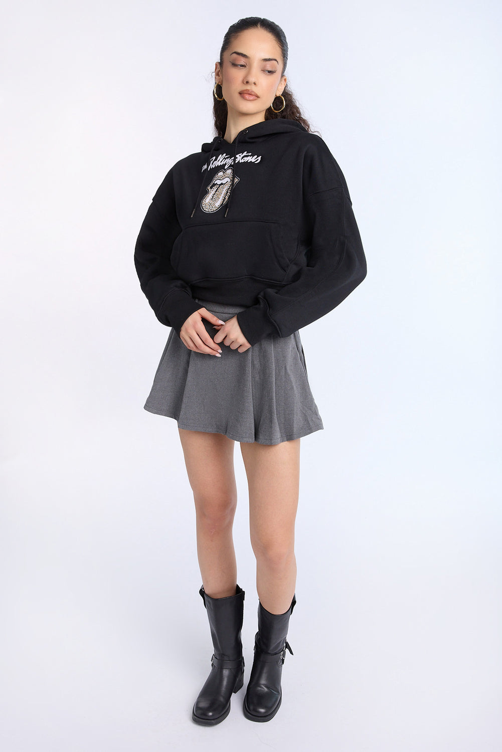The Rolling Stones Graphic Cropped Hoodie The Rolling Stones Graphic Cropped Hoodie