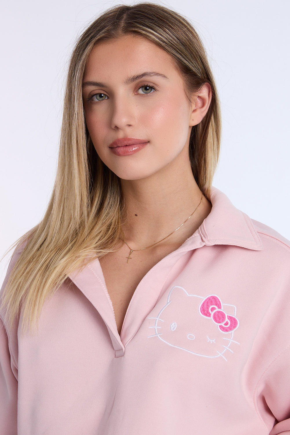 Hello Kitty Embossed Polo Sweatshirt Hello Kitty Embossed Polo Sweatshirt
