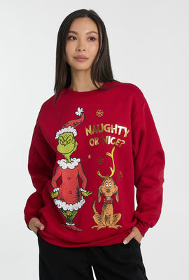 Sweatshirt à col ras du cou imprimé Naughty Or Nice The Grinch