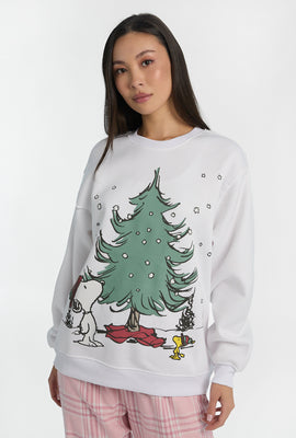 Sweatshirt à col ras du cou imprimé sapin de Noël Peanuts Snoopy