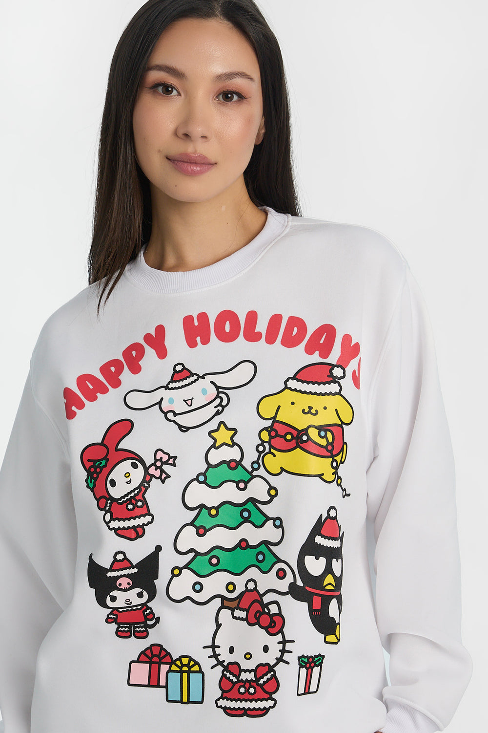 Sweatshirt à col ras du cou imprimé Happy Holidays Hello Kitty Sweatshirt à col ras du cou imprimé Happy Holidays Hello Kitty