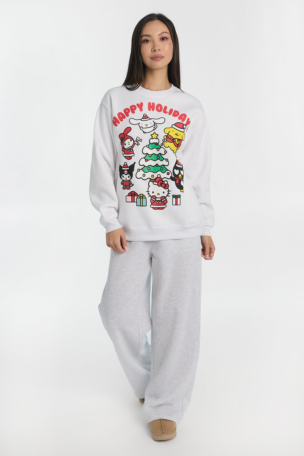Sweatshirt à col ras du cou imprimé Happy Holidays Hello Kitty Sweatshirt à col ras du cou imprimé Happy Holidays Hello Kitty