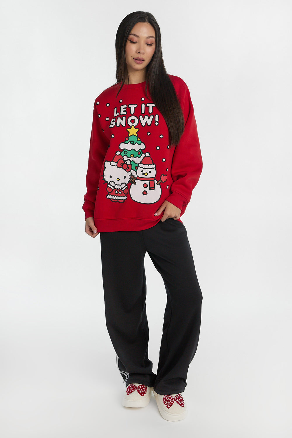 Sweatshirt à col ras du cou imprimé Let It Snow Hello Kitty Sweatshirt à col ras du cou imprimé Let It Snow Hello Kitty