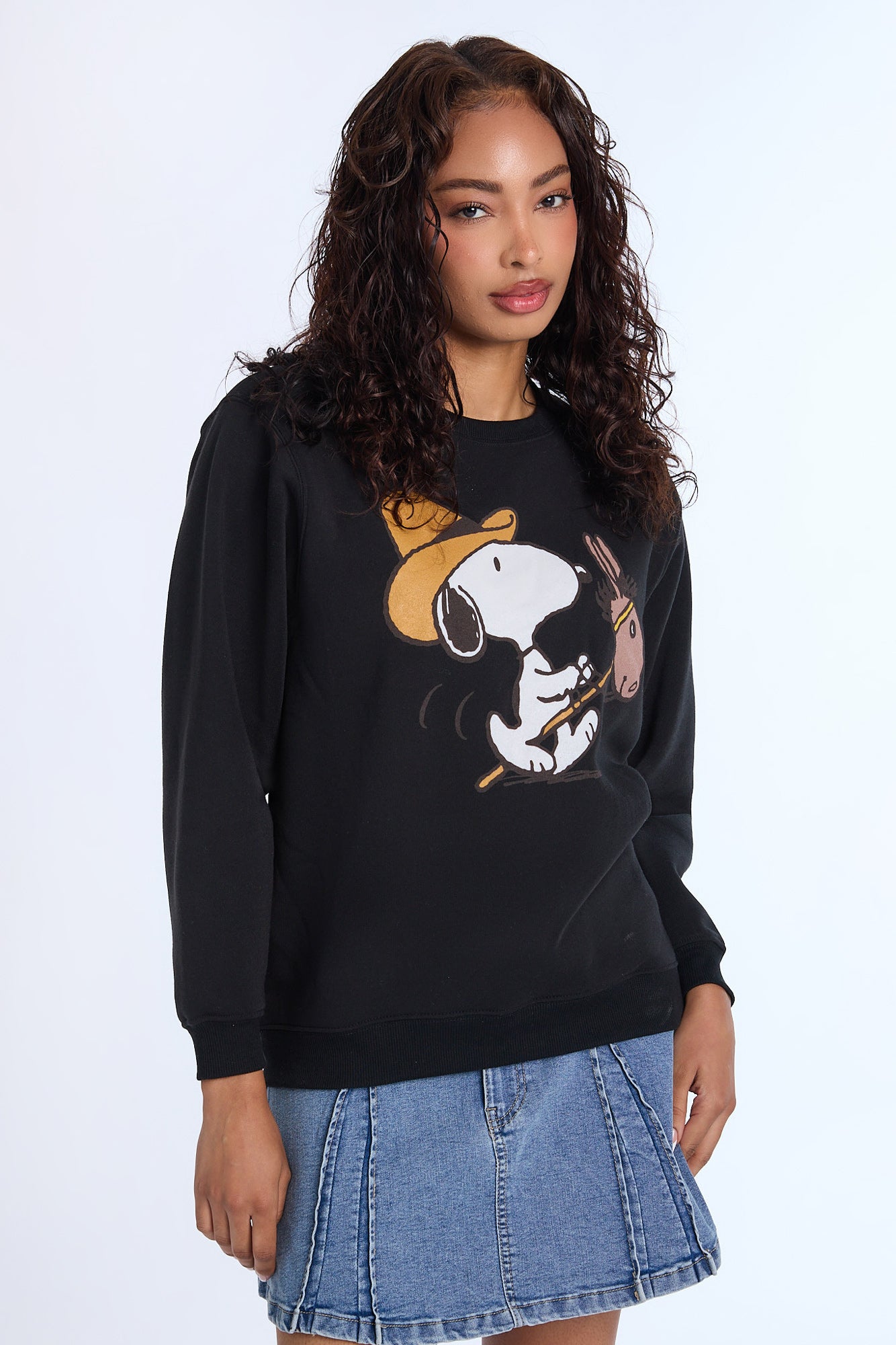 Snoopy Cowboy Crewneck Sweatshirt - Black /