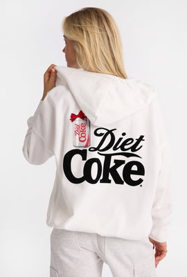 Haut à capuchon surdimensionné zippé imprimé Diet Coke
