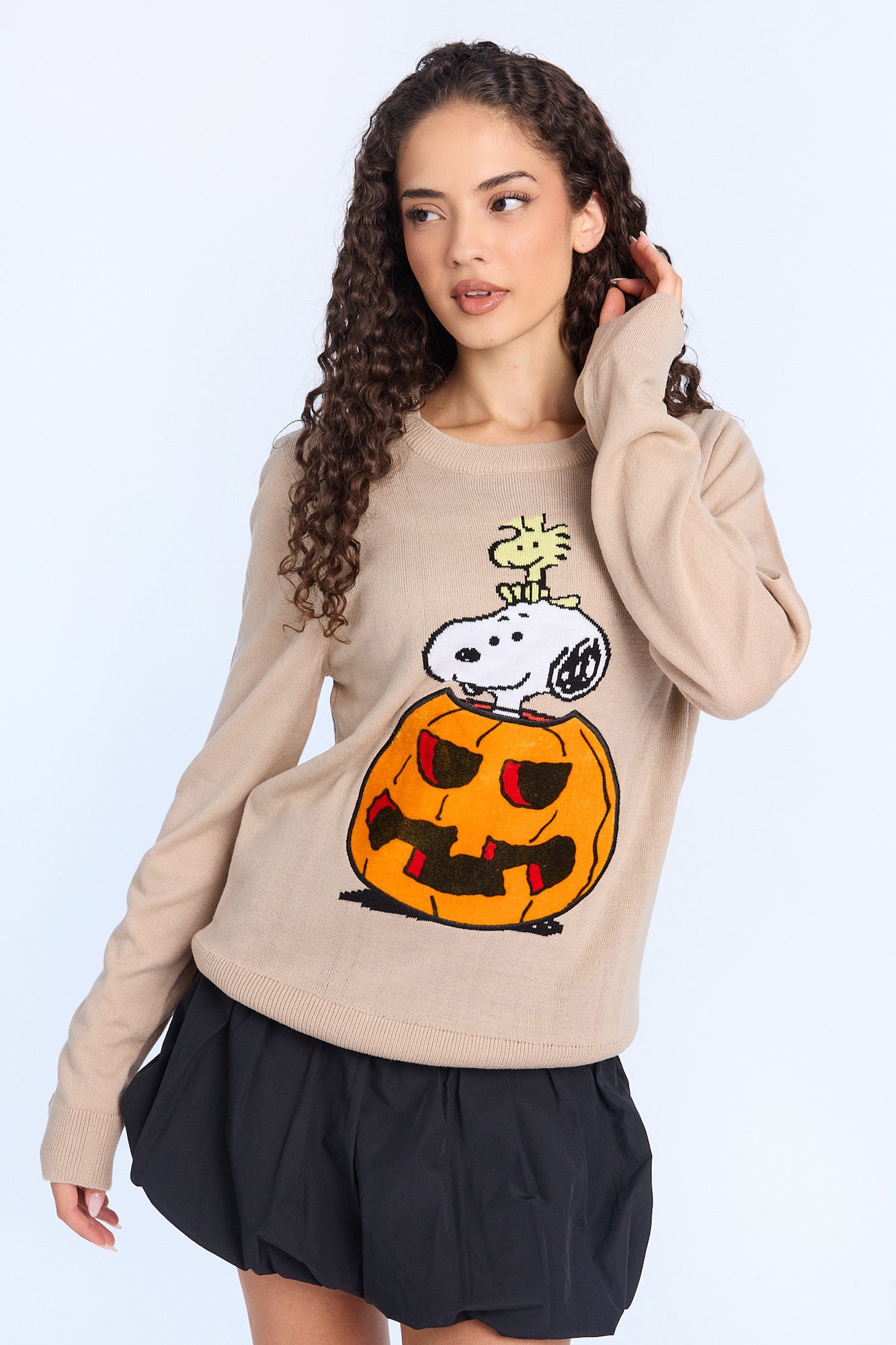 Peanuts Snoopy Crewneck Sweater - Tan /