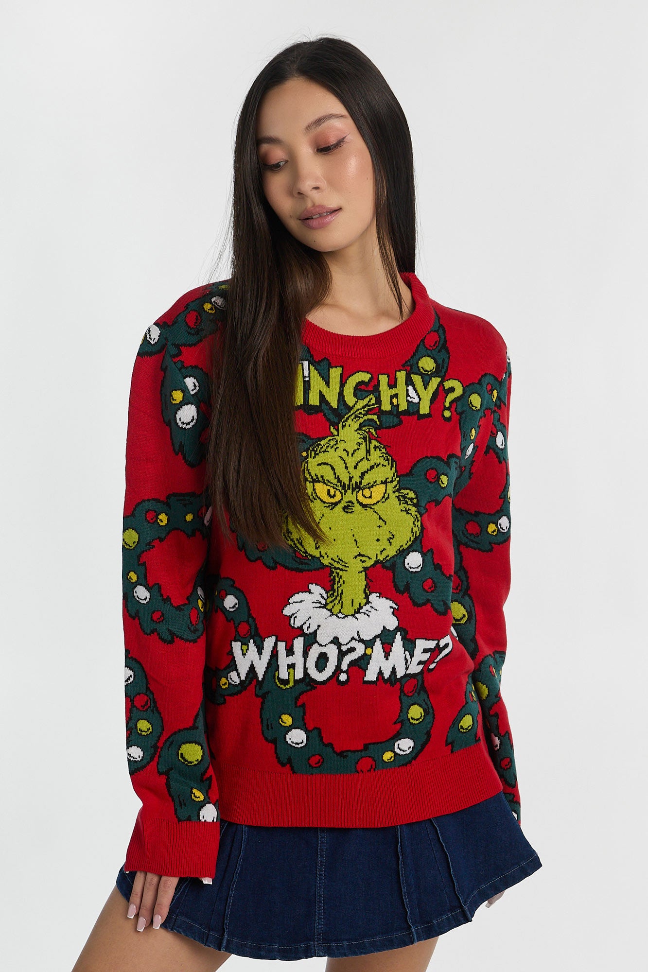 The Grinch Grinchy Graphic Crewneck Sweater - Red /