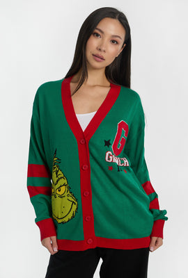 The Grinch Button-Up Varsity Cardigan