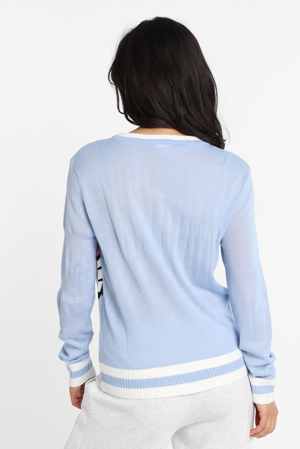 Chandail tricot à col ras du cou Hello Kitty à rayures Chandail tricot à col ras du cou Hello Kitty à rayures