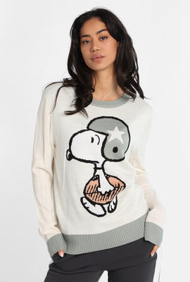 Peanuts Snoopy Football Graphic Crew Neck Sweater