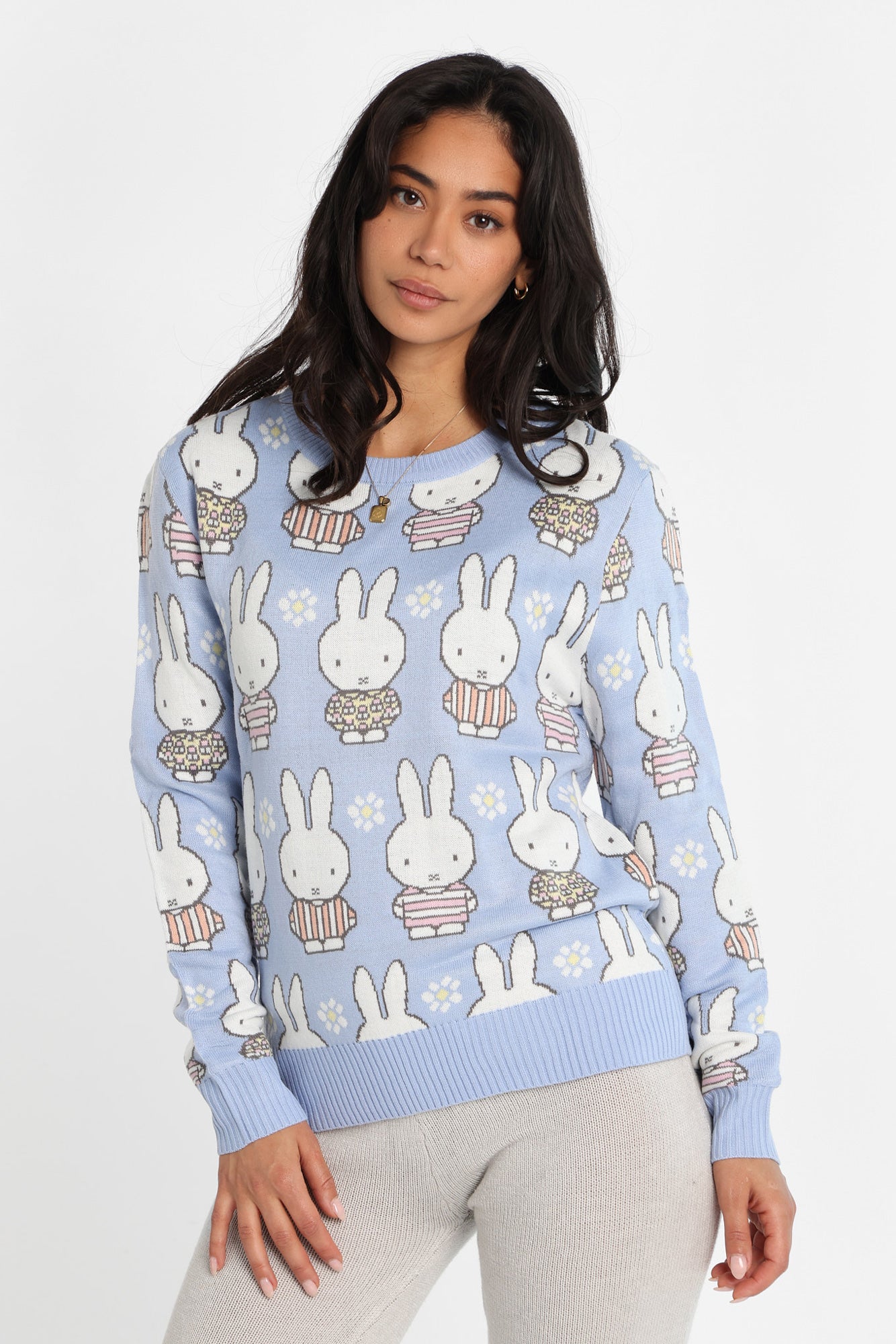 Miffy Graphic Crew Neck Sweater - Light Blue /