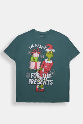 The Grinch Here For The Presents Graphic Boyfriend Tee