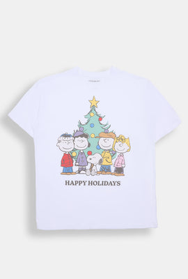 Peanuts Happy Holidays Graphic Boyfriend Tee