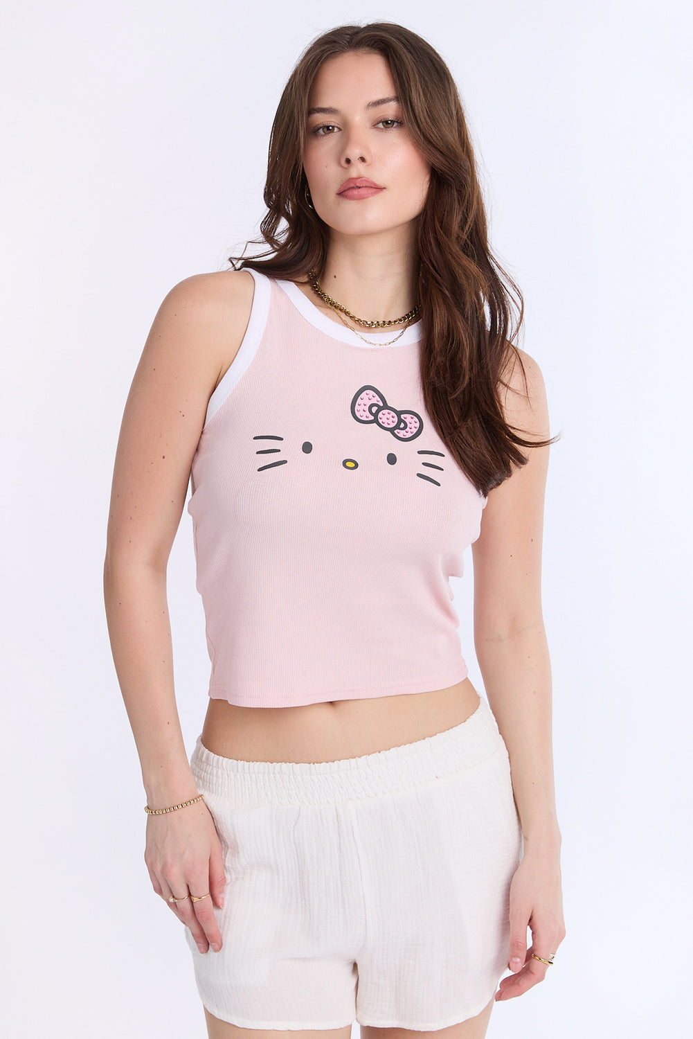 Camisole côtelée à col montant Hello Kitty Camisole côtelée à col montant Hello Kitty