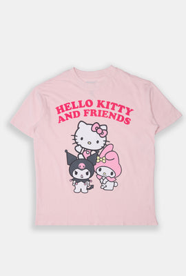 T-shirt coupe boyfriend imprimé Hello Kitty And Friends
