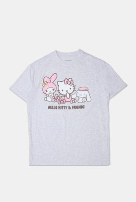 T-shirt coupe boyfriend imprimé Hello Kitty & Friends