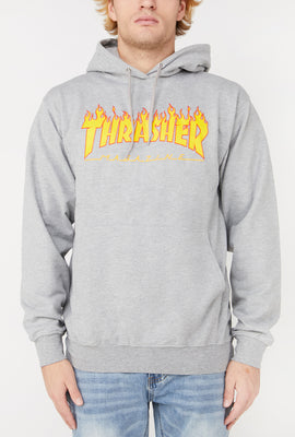 Thrasher Mens Flame Logo Grey Hoodie