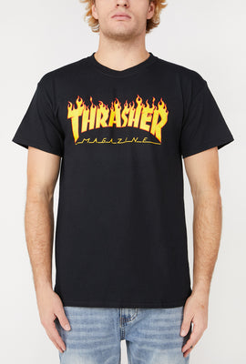 T-Shirt Noir Logo Flammes Thrasher Homme