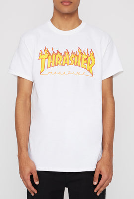 Thrasher Mens Flame Logo White T-Shirt